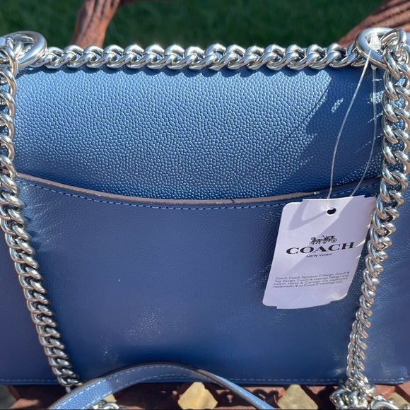 NWT COACH Klare Blue/Silver Leather Chain Strap Crossbody Shoulder Bag. - Picture 15 of 15